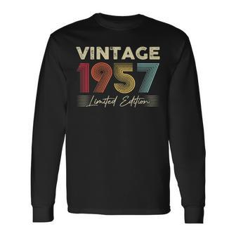 Vintage 1957 Wedding Anniversary Born In 1957 Birthday Party Long Sleeve T-Shirt - Seseable