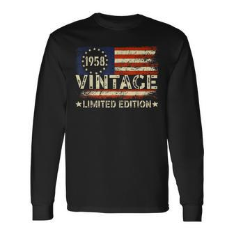 Vintage 1958 Limited Edition 65 Year Old 65Th Birthday Long Sleeve T-Shirt - Seseable