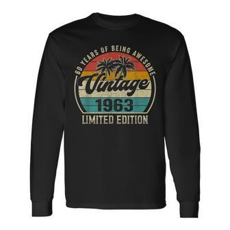 Vintage 1963 Birthday For 60Th Bday 60 Year Old Long Sleeve T-Shirt T-Shirt | Mazezy