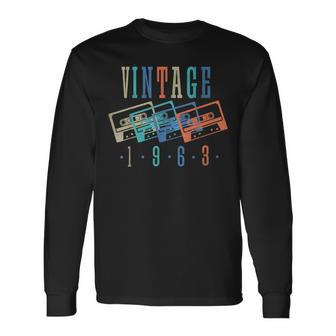 Vintage 1963 Cassette Tape 1963 Birthday 60 Year Old Long Sleeve T-Shirt - Seseable