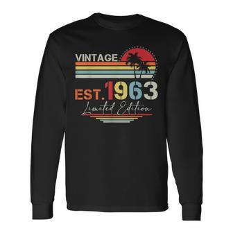 Vintage 1963 Limited Edition 60 Year Old 60Th Birthday Gifts Men Women Long Sleeve T-shirt Graphic Print Unisex - Seseable