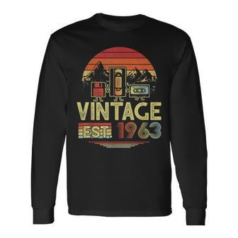 Vintage 1963 Made In 1963 60Th Birthday Gift 60 Year Old V2 Men Women Long Sleeve T-shirt Graphic Print Unisex - Seseable