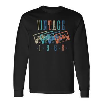 Vintage 1966 Cassette Tape 1966 Birthday 57 Year Old Long Sleeve T-Shirt | Mazezy