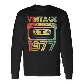 Vintage 1977 Birthday Cassette 70S Party Wear Tee Long Sleeve T-Shirt | Mazezy