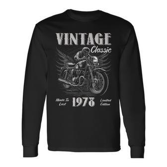 Vintage Vintage 1978 Birthday Classic Retro Motorcycle Long Sleeve T-Shirt | Mazezy