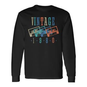 Vintage 1980 Cassette Tape 1980 Birthday 43 Year Old Long Sleeve T-Shirt | Mazezy