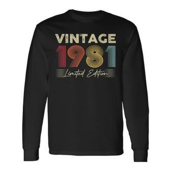 Vintage 1981 Wedding Anniversary Born In 1981 Birthday Party Long Sleeve T-Shirt - Seseable