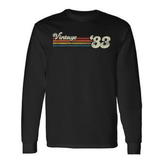 Vintage 1983 Chest Stripe 40 Birthday Long Sleeve T-Shirt T-Shirt | Mazezy