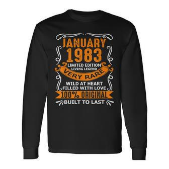 Vintage 1983 Man Myth Legend 40 Years Old 40Th Birthday Gift Men Women Long Sleeve T-shirt Graphic Print Unisex - Seseable