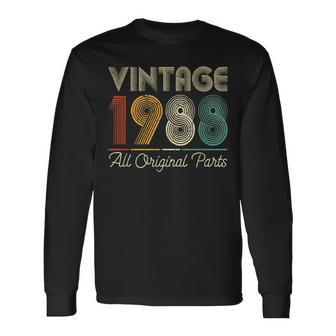 Vintage 1988 Birthday Retro 34Th All Original Parts V2 Long Sleeve T-Shirt | Mazezy
