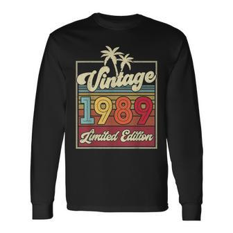 Vintage 1989 Wedding Anniversary Born In 1989 Birthday Party Long Sleeve T-Shirt - Seseable