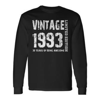 Vintage 1993 30 Years Of Being Awesome 30Th Birthday Long Sleeve T-Shirt T-Shirt | Mazezy