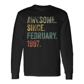 Vintage 1997 25Th Birthday Awesome Since February 1997 Long Sleeve T-Shirt - Seseable