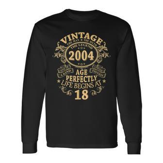 Vintage 2004 The Man Myth Legend 18 Year Old Birthday Long Sleeve T-Shirt - Seseable