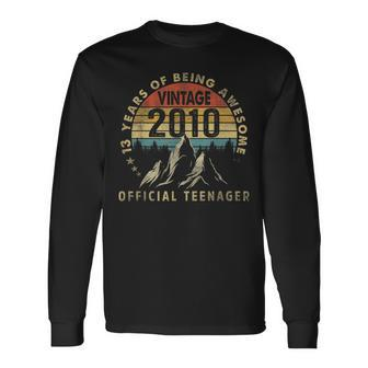 Vintage 2010 Official Nager 13 Years Of Being Awesome Long Sleeve T-Shirt - Seseable
