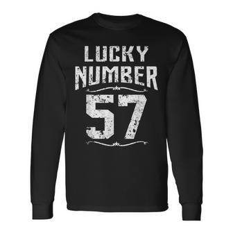 Vintage 57Th Birthday Lucky Number 57 Years Old Awesome Long Sleeve T-Shirt - Seseable