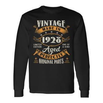 Vintage 95Th Birthday Decorations 1928 95 Birthday Long Sleeve T-Shirt | Mazezy