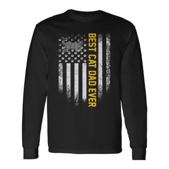 Vintage American Flag Best British Shorthair Cat Dad Ever Long Sleeve T-Shirt T-Shirt | Mazezy CA