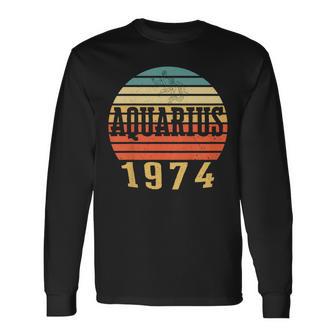 Vintage Aquarius T Shirt 1974 Birthday Long Sleeve T-Shirt | Mazezy