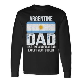 Vintage Argentine Dad Argentina Flag Fathers Day Long Sleeve T-Shirt - Seseable
