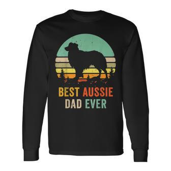 Vintage Aussie Shepherd Papa Best Dad Ever Aussie V2 Long Sleeve T-Shirt - Seseable