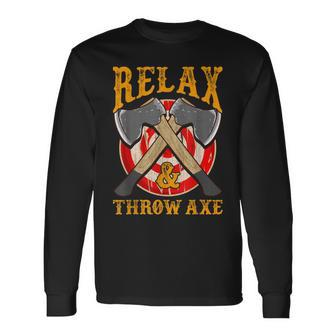Vintage Axe Throwing Hatchet Lumberjack Dad Long Sleeve T-Shirt - Seseable
