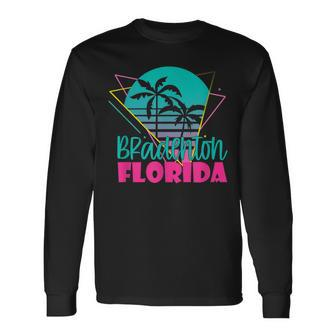 Vintage Beach Vacation Palm Tree Bradenton Florida Long Sleeve T-Shirt - Seseable