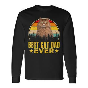 Vintage Best Cat Dad Ever Happy Fathers Day Long Sleeve T-Shirt - Thegiftio UK
