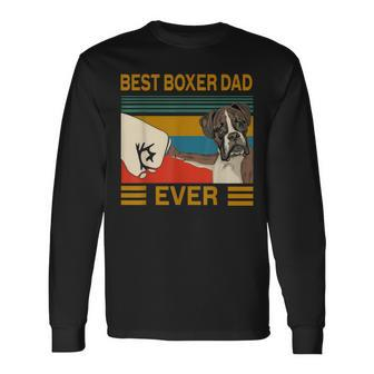Vintage Best Dog Boxer Dad Ever Bump Fit Long Sleeve T-Shirt - Seseable