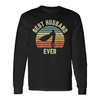 Vintage Best Husband Ever Superhero Fun Retro Graphic Long Sleeve T-Shirt - Seseable
