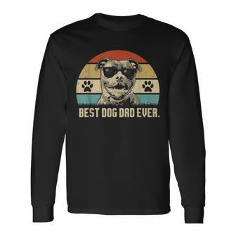 Vintage Best Pitbull Dog Dad Ever Fathers Day Long Sleeve T-Shirt - Seseable