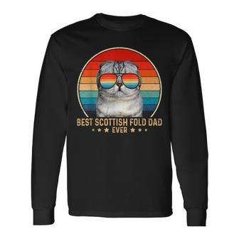 Vintage Best Scottish Fold Dad Ever Fathers Day Long Sleeve T-Shirt T-Shirt | Mazezy