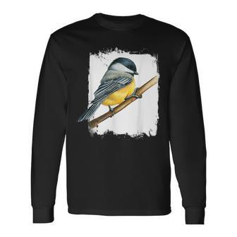 Vintage Bird Watcher Birding Birdwatching Bird Chickadee Men Women Long Sleeve T-Shirt T-shirt Graphic Print - Thegiftio UK