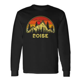 Vintage Boise Idaho Id Mountains Outdoor Hiking Souvenir Long Sleeve T-Shirt - Seseable