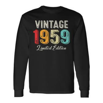Vintage Born In 1959 Birthday Year Party Wedding Anniversary Long Sleeve T-Shirt - Seseable