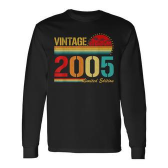 Vintage Born In 2005 Birthday Year Party Wedding Anniversary Long Sleeve T-Shirt - Seseable
