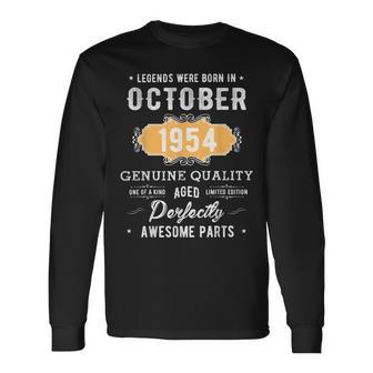 Vintage Born In October 1954 Birthday 65 Yr Old M3 Long Sleeve T-Shirt T-Shirt | Mazezy