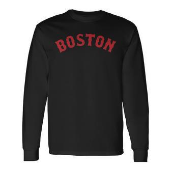 Vintage Boston Baseball Massachusetts Retro Sports Fan Long Sleeve T-Shirt - Seseable