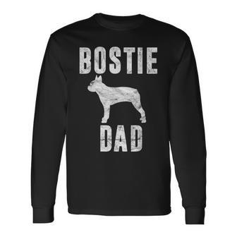 Vintage Boston Terrier Dad Dog Daddy Bostie Fathers Day Long Sleeve T-Shirt - Seseable
