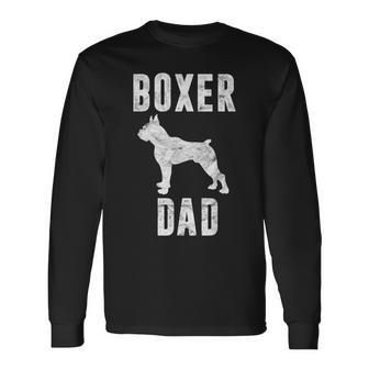 Vintage Boxer Dad Dog Daddy Boxer Father Long Sleeve T-Shirt - Seseable
