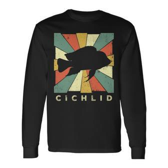 Vintage Cichlid Fish Lover Retro Style Animal Long Sleeve T-Shirt - Seseable