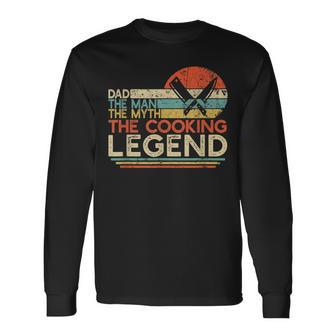 Vintage Cooking Dad The Man The Myth The Legend Chef Long Sleeve T-Shirt - Seseable