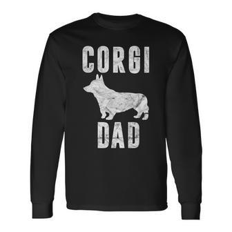Vintage Corgi Dad Dog Daddy Welsh Corgi Father Long Sleeve T-Shirt - Seseable