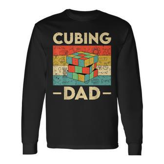 Vintage Cubing Dad Speedcubing Math Lovers Long Sleeve T-Shirt - Seseable