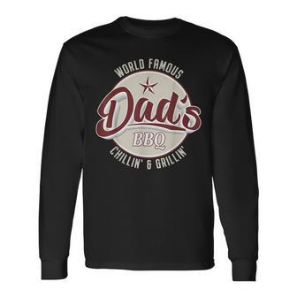 Vintage Dads Bbq Chilling And Grilling Fathers Day Long Sleeve T-Shirt - Seseable