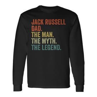 Men Vintage Dog Dad Man Myth Legend Jack Russell Dad Long Sleeve T-Shirt - Seseable