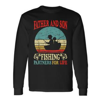 Vintage Father Son Fishing Partners For Life Dad Matching Long Sleeve T-Shirt - Seseable