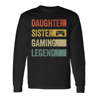 Vintage Gamer Girl Langarmshirts, Tochter & Schwester Gaming Legende - Seseable