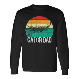 Vintage Gator Dad Reptile Alligator Father Long Sleeve T-Shirt - Seseable