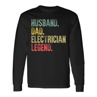 Vintage Husband Dad Electrician Legend Retro Long Sleeve T-Shirt - Seseable